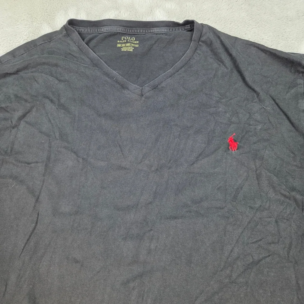 Polo Ralph Lauren V-Neck T-Shirt Mens 3XB Big & Tall Pony Logo Basic Black Tee
